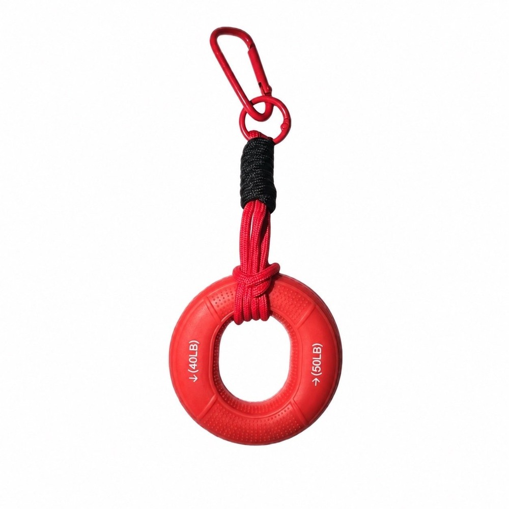 50LB Hand Grip Strength Trainer Carabiner Keychain Red Resistance Ring New